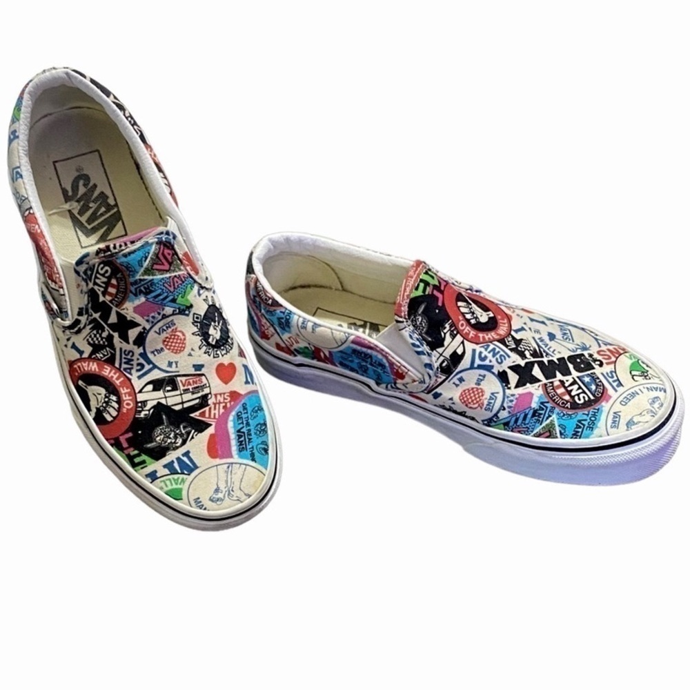 VANS BMX Slip-Ons Mash-Up Sticker Multi Color Women’s Size 5.5